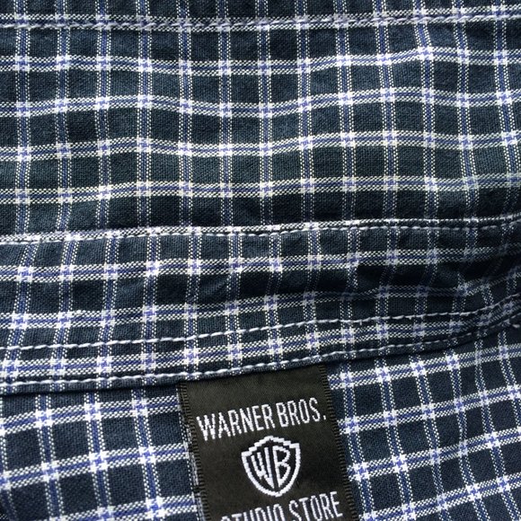 VTG 1997 Looney Tunes The Taz Mens Button Front Shirt XL Blue Golf Long Sleeve - Picture 10 of 11